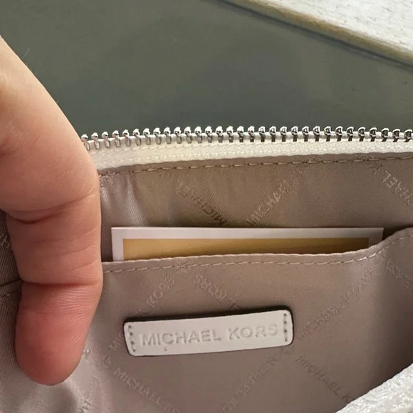 Michael Kors White Wristlet with Silver Studs New Never Used, Perfect for a Gift - Picture 12 of 17